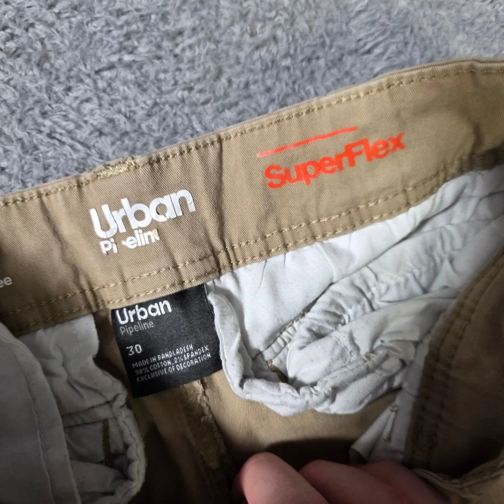 Urban Pipeline Mens 30 Cargo Shorts Khaki Tan SuperFlex Stretch Knee Length 2 Pk